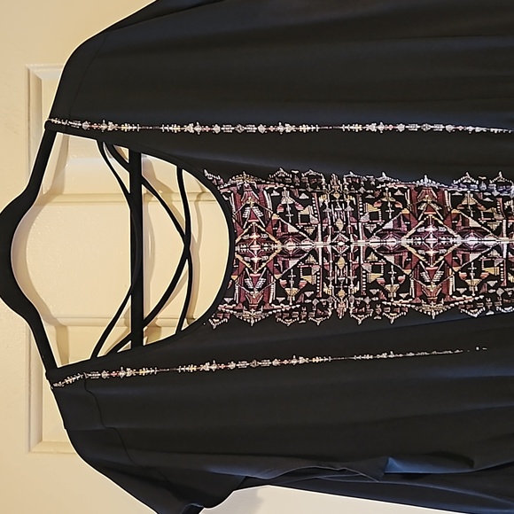 Maurices black, mauve and cream Dress with elastic waist Size 2 - Picture 6 of 9